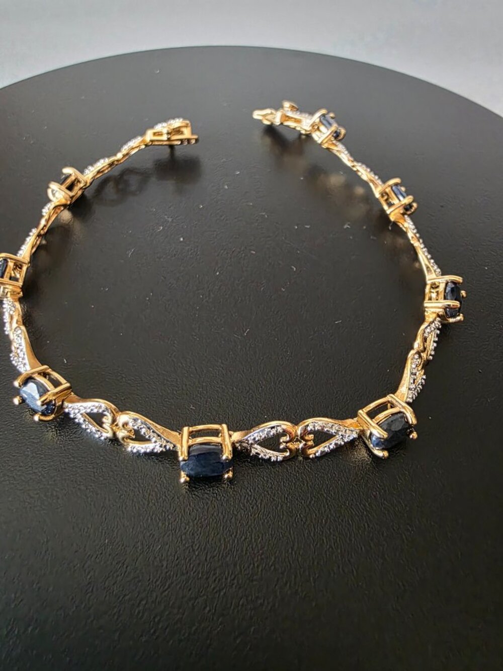 Vintage Ross Simons 925 Sterling Silver Gold Vermeil Sapphire Tennis Bracelet